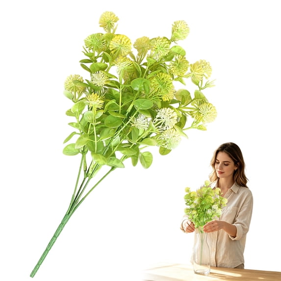 1 Pc Artificial Eucalyptus Berry Bouquet, Faux Greenery Stem with Berry Clusters, 7.1*14.1in Botanical Floral for Home Table Mantel Event Bookshelf Decor,Gold