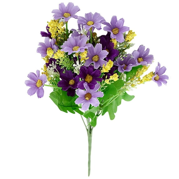 1 Pc Artificial Fake Flowers Daisy Bouquets for Decoration Outdoors Silk Faux Wild Multicolor Colorful Flowers Daisies with Stems for Home Decor Crafts Gravesites Cemetery, 11.81", Purple-Dark Purple