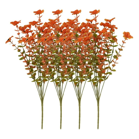 1 Pc Artificial Fall Flowers for Outdoor Decor Fake Mums, Faux Mums Fall Decorations Indoor No Fade Fall Decor for Front Porch Pot Decor, 13.77 Inch, 4 Pcs