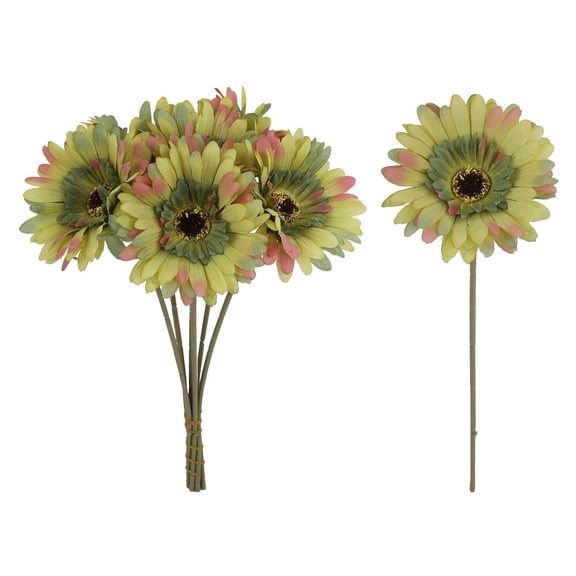 1 Pc Artificial Gerbera Daisies Flowers Fake Daisy Real Touch PU Faux Flowers Bouquet for Indoor Home Arrangements Vase Wedding Party Table Centerpiece DIY Floral Decor, E