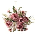 thumbnail image 1 of 1 Pc Artificial Peonies Flowers 10 Heads Small Silk Peonies Fake Hydrangea Flowers Arrangements Table Centerpiece Faux Flores for Bridal Wedding Home Decor , 11.8 Inch, Pink, 1 of 9