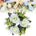thumbnail image 1 of 1 Pc Artificial Rose Candle Rings Wreaths Summer Greenery Wreath for Candles Candleholders Decor for Home Festival Wedding Tabletop Centerpieces, Clearance C, 1 of 9