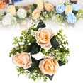 thumbnail image 1 of 1 Pc Artificial Rose Candle Rings Wreaths Summer Greenery Wreath for Candles Candleholders Decor for Home Festival Wedding Tabletop Centerpieces, Clearance A, 1 of 9