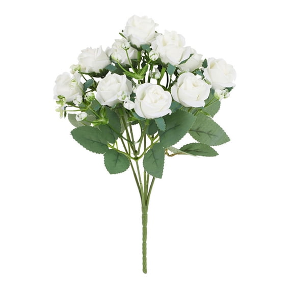 1 Pc Artificial Roses Flower with Stems Slik Fake Rose Flowers Bouquet Artificial Realistic Roses Flowers Realistic Long Stem Faux Rose for Valentines Day Wedding Home Decor, 11"x5.9", White