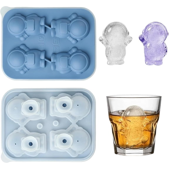 1 Pc Astronaut Silicone Ice Cube Mold Blue Space Themed Tray Mold for Chilled Cocktails Whiskey Brandy Juice Coffee Fancy Drinks
