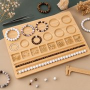 1 Pc Bamboo Wooden Bead Boards for Bracelets Making - Multi-Size Bracelet Beading Board with Imperial & Metric Marks, Necklace Crafting Tray, Jewelry Measuring Tools for Beginners & Professionals