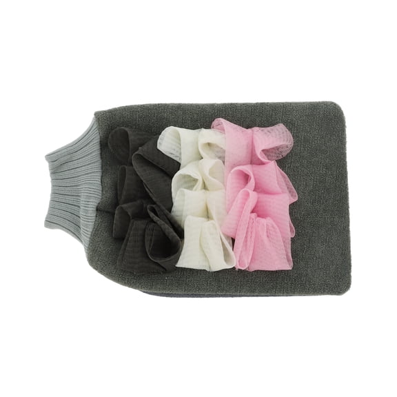 1 Pc Bath Flower Shower Gloves Exfoliating Glove for Bathroom 8.66"x5.51" Gray