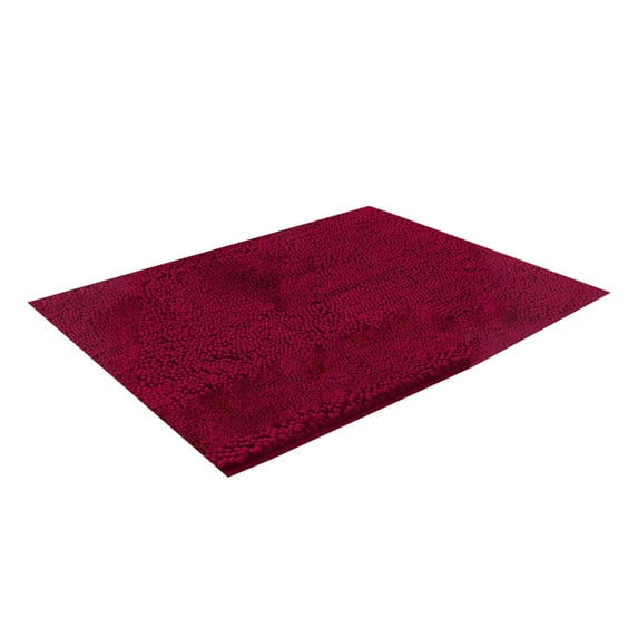 1 Pc Bathroom Runner Rug 27.6x17.7 Inch – Thick Chenille Long Bath Mat | Absorbent and Washable Extra Large Bath Rug Non-Slip, Soft Runner Rug for Bathroom, Shower, Sink, Dark Red