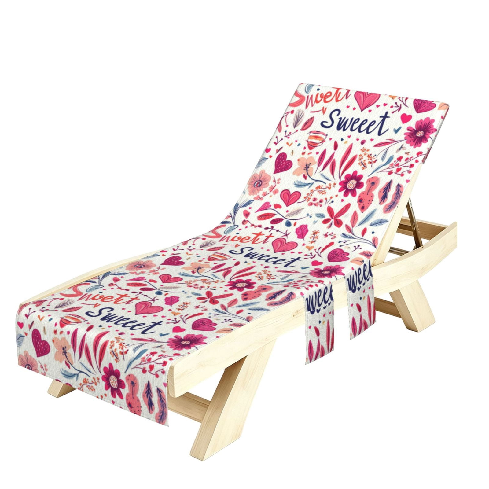 1 Pc Beach Chair Cover 30×85in Absorbent Non-Slip Easy To Handle Collapsible For Most Standard Beach Chair Loungechairs Sweet Flower