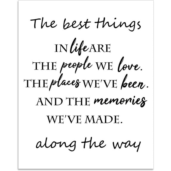 1 Pc Best Things in Life Wall Poster Unframed Inspirational Quote Poster Paper Positive Quotes Art Print Family Signs for Home Dorm Classroom Office Wall Decor 25.5x20.5cm