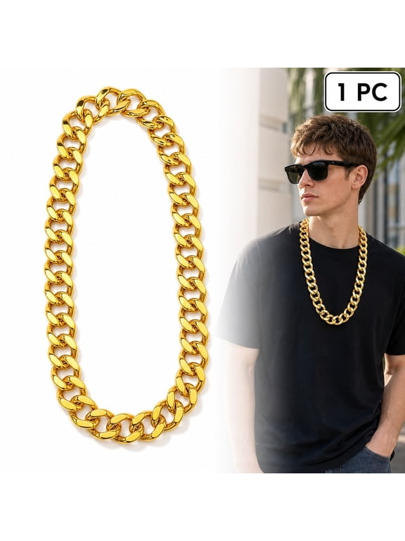 1 Pc Big Chunky Gold Chain Necklace 35.4 in Costume Party Prop