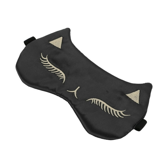 Unique Bargains 1 Pc Cartoon Cat Style Sleep Mask Soft Eye Shade Cover for Light for Travel Black