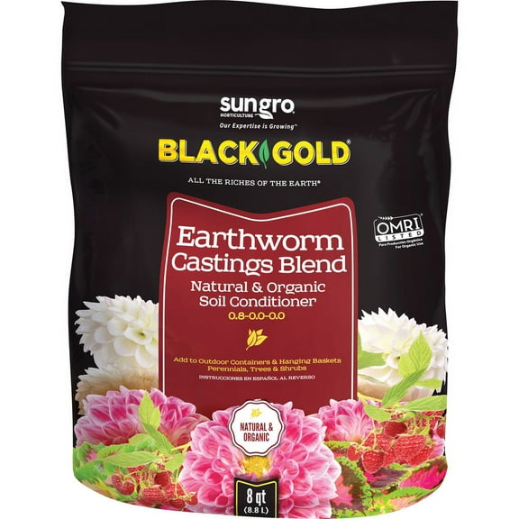 1 Pc, Black Gold Organic Earthworm Castings 8 Qt