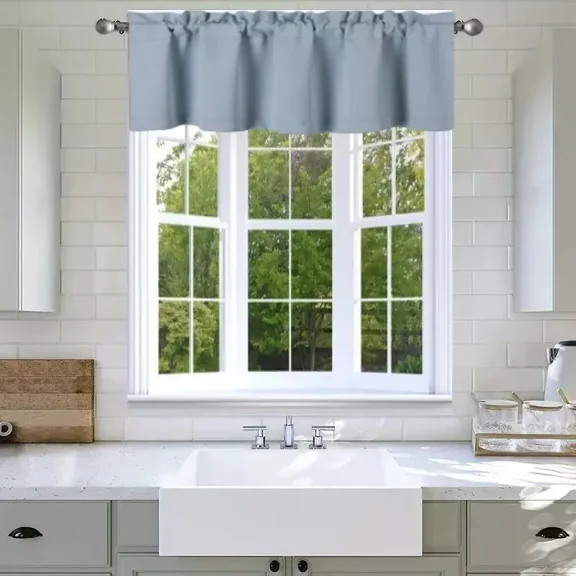 1 Pc Blackout thermal valance for short window curtain rod pocket for kitchen/bathroom/restaurant/school 54" x 18" inch