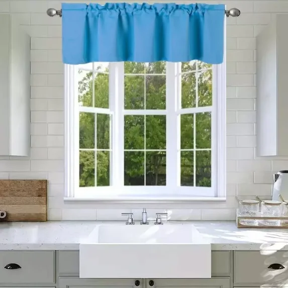 1 Pc Blackout thermal valance for short window curtain rod pocket for kitchen/bathroom/restaurant/school 54" x 18" inch