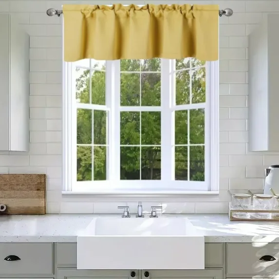 1 Pc Blackout thermal valance for short window curtain rod pocket for kitchen/bathroom/restaurant/school 54" x 18" inch