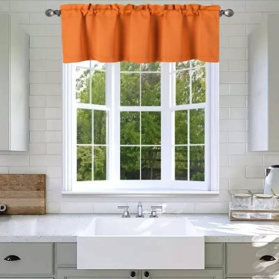 1 Pc Blackout thermal valance for short window curtain rod pocket for kitchen/bathroom/restaurant/school 54" x 18" inch