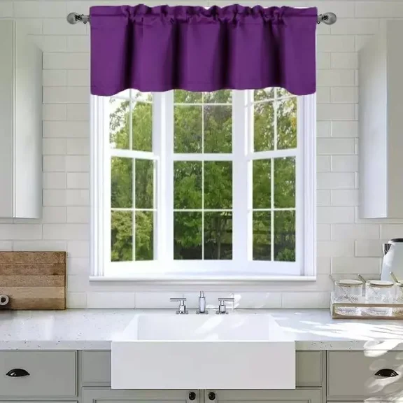 1 Pc Blackout thermal valance for short window curtain rod pocket for kitchen/bathroom/restaurant/school 54" x 18" inch