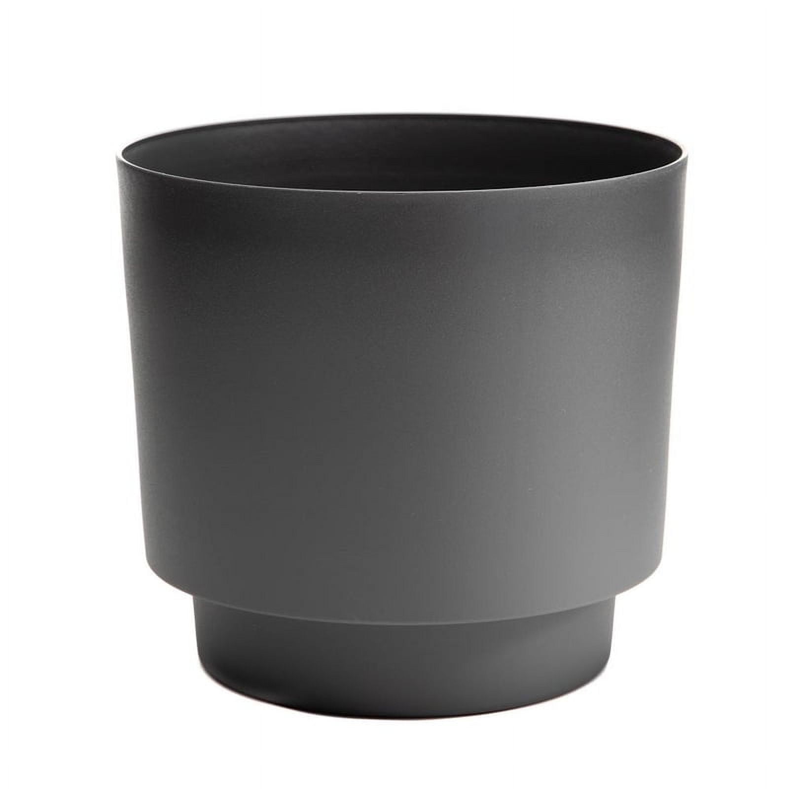 Hopson Mid-Century 5" Charcoal Gray Round Plastic Planter with Metal Stand