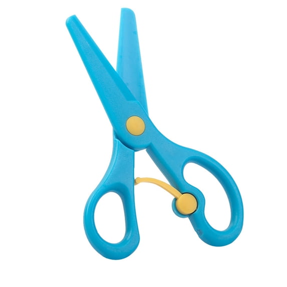 1 Pc Blunt Tip Safety Scissors Plastic Scissors with Ergonomic Grips Anti-Pinch Design Training Art Supplies for Hand Eye Coordination Development Crafts Essentials, 5.35x2.44 Inch, Blue