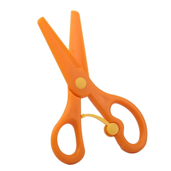 1 Pc Blunt Tip Safety Scissors Plastic Scissors with Ergonomic Grips Anti-Pinch Design Training Art Supplies for Hand Eye Coordination Development Crafts Essentials, 5.35x2.44 Inch, Orange