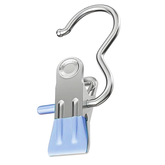 1 Pc Boot Hanger for Closet, Laundry Hooks with Clips, Boot Holder, Hanging Clips, Portable Multifunctional Hangers Single Clip Space Saving for Jeans, Hats, Tall Boots, Towels, 4.33 Inch, Blue