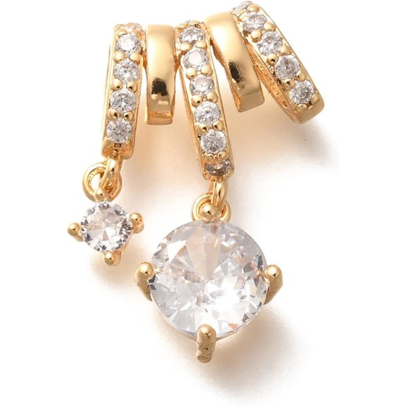 1 Pc Brass Micro Pave Cubic Zirconia Pendants Round Charm Real 18K Gold Plated Jewelry Making Charms for Women DIY Necklace Bracelet Earring Jewelry Craft Making 22x13x5.5mm Hole: 5x3mm