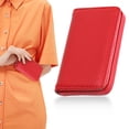 thumbnail image 1 of 1 Pc Business Card Holder, PU Leather Business Card Case, Portable Pocket Name Card Organizer, Red Credit Card Storage Wallet, Pocket Wallet with Magnetic Shut for Valentines Gift Adult, 1 of 2