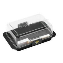 1 Pc Butter Dish with Precision Spoon Airtight Butter Dish with Lid for Countertop and Refrigerator Door Shelf, Butter Keeper, Plastic Butter Holder Tray Container, 7.28x4.33x2.68 Inch, Black