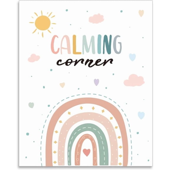 1 Pc Calming Corner Mental Health Wall Poster Boho Classroom Decor Therapy Counseling Office Decor Painting Rectangle Positive Educational Poster for DIY Counselor School 25.4x20.5cm/10x8