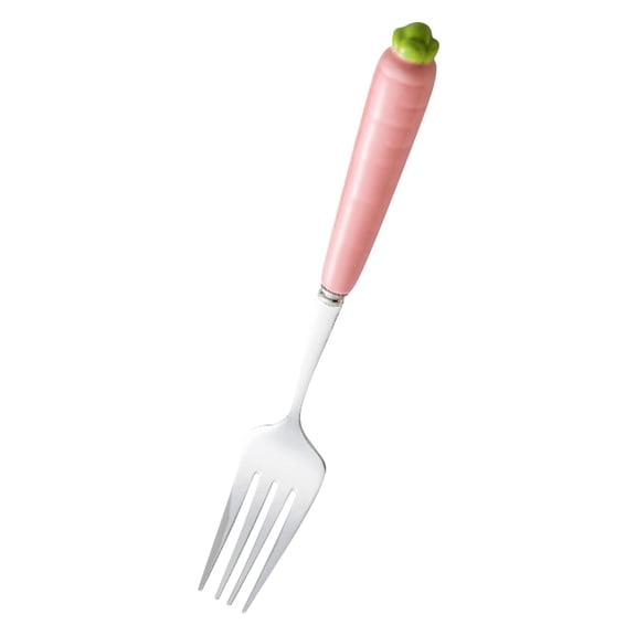 1 Pc Carrot Stainless Steel Forks with Ceramic Handle Carrot Fork Spoon Dinner Tableware for Home Kitchen and Restaurant Ceramic Carrot Handle Stainless Steel Fork, 7.56x1.02 Inch, Pink