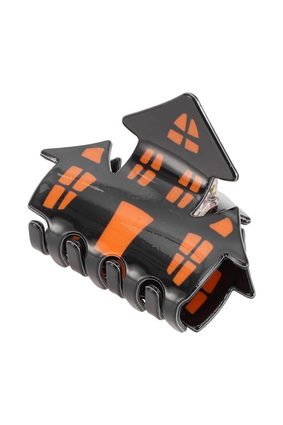 1 Pc  Castle Style Hair Clips for Women 2.76" Length Black Orange