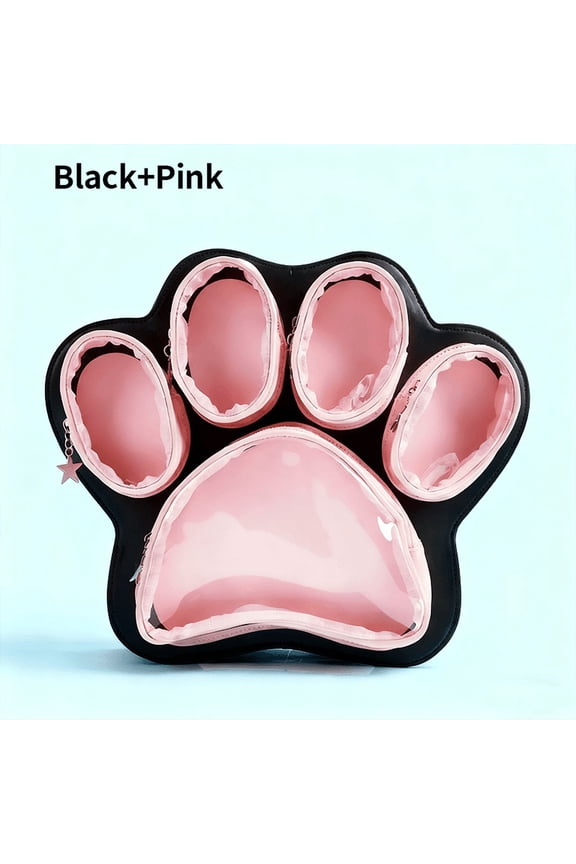 1 Pc Cat Paw Backpack - Sequin Kitty Paw Design with Detachable Strap, Zipper Closure, Multifunctional Display Bag for Collectibles, Pendants & Everyday Travel Use