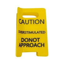 1 Pc Caution Overstimulated Desk Sign, Funny Prank Gift Office Desk Decor, 3D Printed Overstimulated Do not Approach Warning Signs, Humor Desktop Decoration White Elephant Gifts(A)