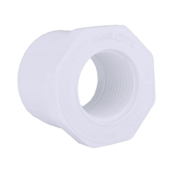 1 Pc, Charlotte Pipe Schedule 40 1-1/2 In. Spigot X 1 In. D Fpt Pvc Reducing Bushing 1 Pk