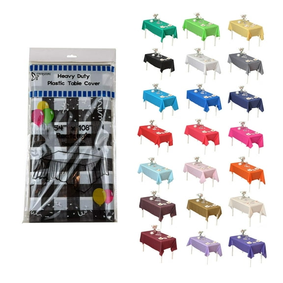 (1 Pc) Checker Black Pattern Premium Rectangle Heavy-Duty Plastic Table Covers ( Reusable)