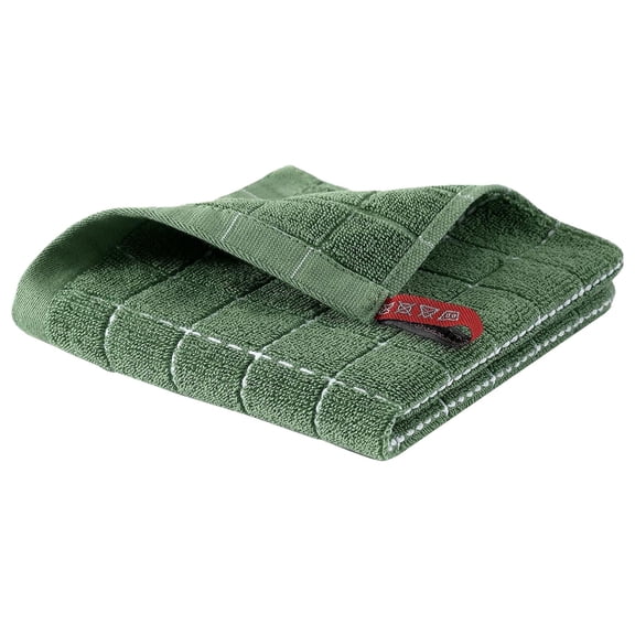 1 Pc Checkered Designed Cotton Terry Kitchen Dish Cloths Kitchen Towels and Dishcloths Soft Absorbent Quick Drying Kitchen Rags for Drying Dishes Multipurpose Kitchen Linens, 12"x12", Green