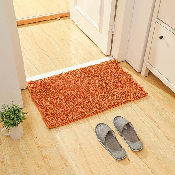 1 Pc Chenille Bathroom Rugs - 23.62 Inch Super Luxury Soft & Absorbent Quick Dry - Non Slip Bath Mat for Tub Shower - Machine Washable, M