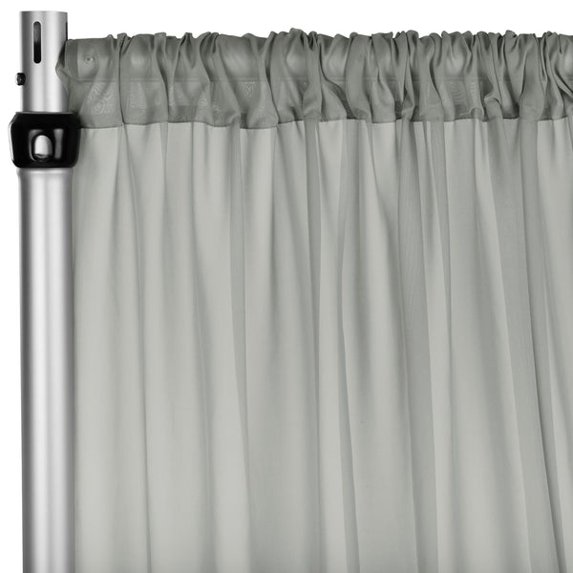 1 Pc, Chiffon Curtain Drape 12Ft H x 58" W Panel - Silver for Wedding, Graduation, Quinceanera, Birthday, and Bridal Shower