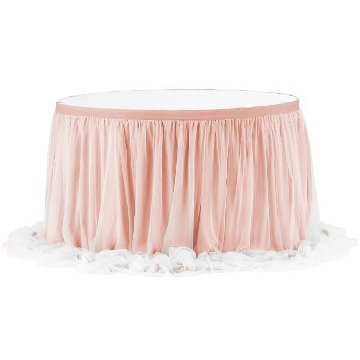 1 Pc Chiffon Tulle Table Skirt Extra Long 17Ft Blush Rose Gold