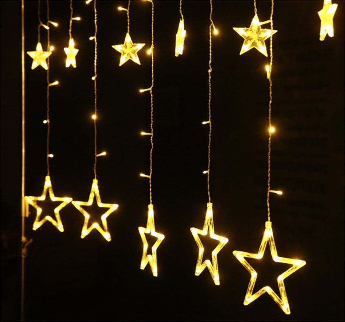 1 Pc Christmas LED Lights,Warm White Star String Lights,Christmas Five-Pointed Star Light,Christmas Decorations,Waterproof Extendable String Lights for Indoor Outdoor