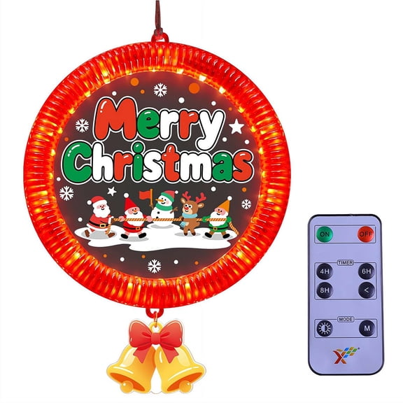 1 Pc Christmas Window Hanging Light, Merry Christmas Seasonal  LED Light with Remote Control for Holiday Front Door Wall Decor