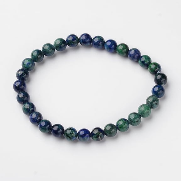 1 Pc Chrysocolla Beaded Bracelet Natural Chrysocolla and Lazuli Round Bead Stretch Bracelets 54.5mm Multilayered Bracelet Set for Man Women Costume Jewelry Gifts
