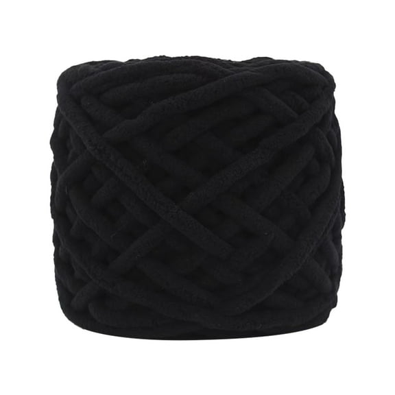 1 Pc Chunky Chenille Yarn for Crocheting, 1 Skeins (Each 110g), Super Soft Knitting Yarn, Soft Thick Fluffy Yarn for Hand Knitting Scarves, Hats, DIY Gifts, Blanket Crafts Projects, Black