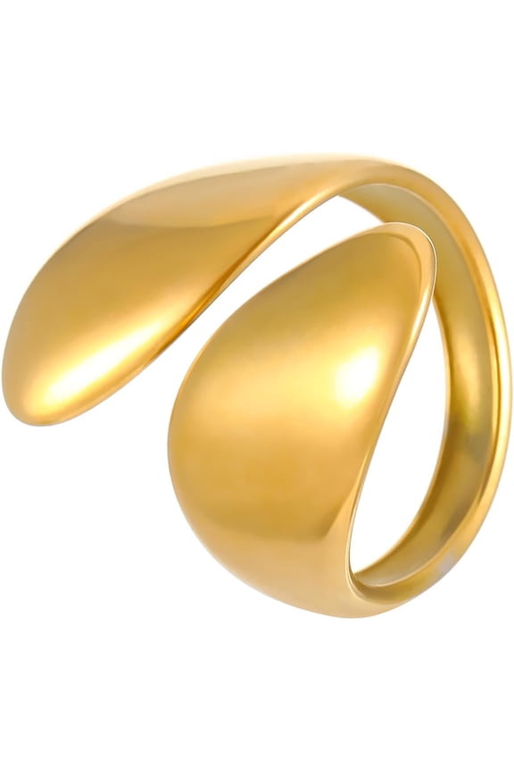 1 Pc Chunky Teardrop Rings Promise Rings Trendy Elegant Unique Rings Engagement Ring Jewelry Gifts for Women Birthday Wedding Prom Valentine's Day Elegant Gifts Gold