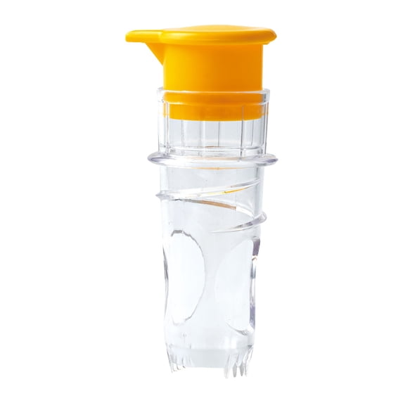 1 Pc Citrus Tap Portable Lemon Juicer Faucet Lime Squeezer, Juice Extractor Lemon Squeezer Screw Top Manual Lime Juice Extractor Clear with Lid Built-In Filter for Cocktails, 3.22 Inch, Yellow