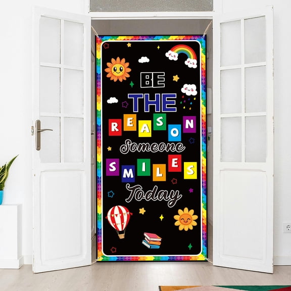 1 Pc Classroom Welcome Polyester Door Cover Be The Reason Someone Smiles Today Backdrop Banner Door Porch Sign Photography Background