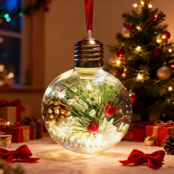 1 Pc Clear Christmas Balls Ornaments, 3.15 Inches Shatterproof Christmas Ornaments Set Rustic Farmhouse Hanging Balls Xmas Tree Decorations for Holiday, Wedding, Party, Home Decor