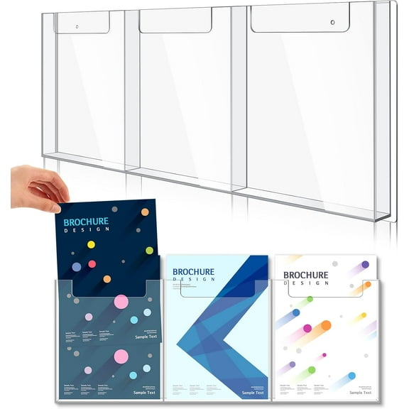 1 Pc Clear Hanging Brochure Holder Wall Mount Flyer Display Acrylic Organizer Magazine Rack Suitable for 8.5x11 Inch Literature Pamphlet