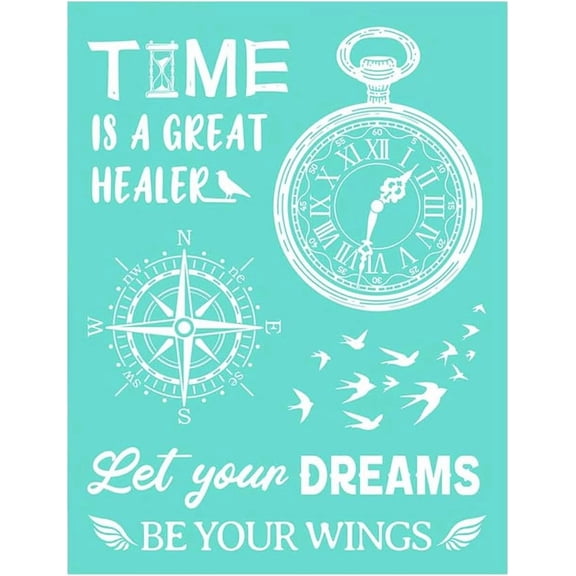 1 Pc Clock Printing Stencil Self-Adhesive Silk Screen Printing Stencil Reusable Adhesive Stencils